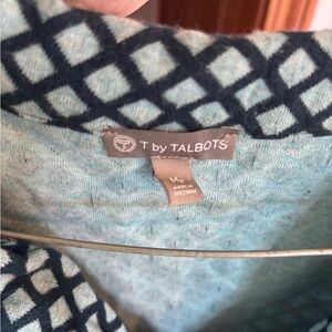 T by Talbots Blue and Black Patterned Top